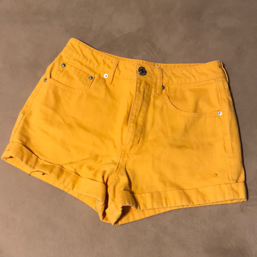 yellow high waisted shorts